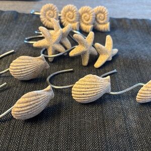 Seashell and Starfish Shower Curtain Hooks